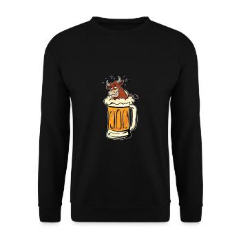 Bier Alkohol Kuh Bulle Viehzucht Lustig Geschenk - Unisex Pullover - Schwarz - Vorne - Alina (178cm) & Michal (187cm)
