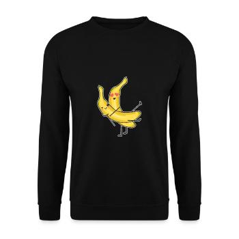 Banane Comic Chibi Manga Anime Vegan Geschenk - Unisex Pullover - Schwarz - Vorne - Alina (178cm) & Michal (187cm)