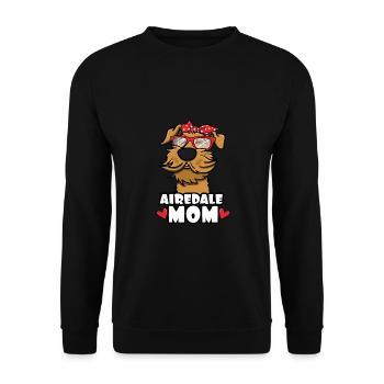 Airedale Hund Mutter Mama Hundebesitzer Geschenk - Unisex Pullover - Schwarz - Vorne - Alina (178cm) & Michal (187cm)