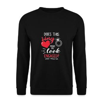 Engagement Engaged Wedding Request Ring - Unisex Sweatshirt - black - Front - Alina (178cm) & Michal (187cm)