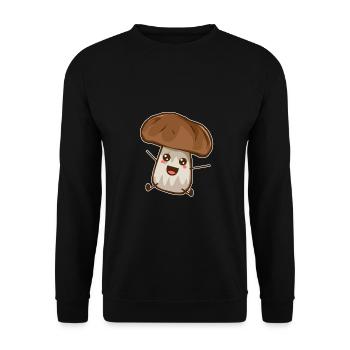 Pilz Cartoon Comic Chibi Zeichnung Anime Geschenk - Unisex Pullover - Schwarz - Vorne - Alina (178cm) & Michal (187cm)