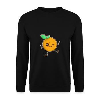 Orange Cartoon Comic Chibi Manga Anime Geschenk - Unisex Pullover - Schwarz - Vorne - Alina (178cm) & Michal (187cm)