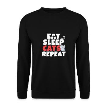 Eat Sleep Cat Animal Pet Sweet Gift - Unisex Sweatshirt - black - Front - Alina (178cm) & Michal (187cm)