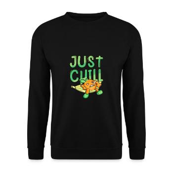Snarling Orange Comic Joint Pothead Grass Chilling - Unisex Sweatshirt - black - Front - Alina (178cm) & Michal (187cm)