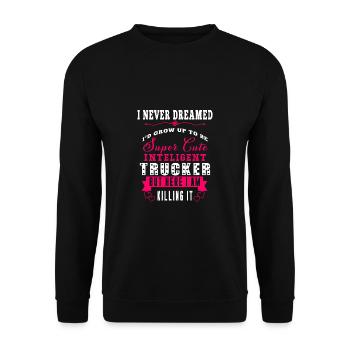 Trucker, LKW-Fahrer, Fernfahrer - Unisex Pullover - Schwarz - Vorne - Alina (178cm) & Michal (187cm)