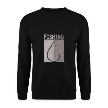 Angelhaken Angler Fischer Hobby Liebhaber Geschenk - Unisex Pullover - Schwarz - Vorne - Alina (178cm) & Michal (187cm)