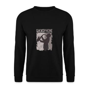 Retro Saxophonist Jazz Classic Musician Gift - Unisex Sweatshirt - black - Front - Alina (178cm) & Michal (187cm)