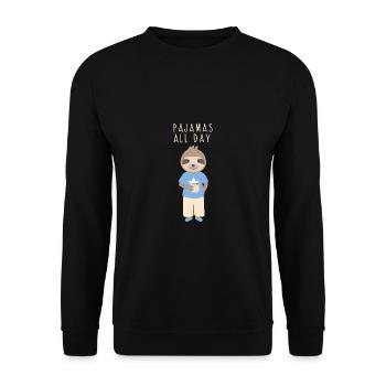 Pajamas all day. Sloth sleeper pajamas - Unisex Sweatshirt - black - Front - Alina (178cm) & Michal (187cm)