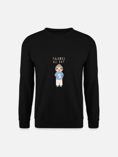 Pajamas all Day. Faultier Langschläfer Schlafanzug - Unisex Pullover - Schwarz