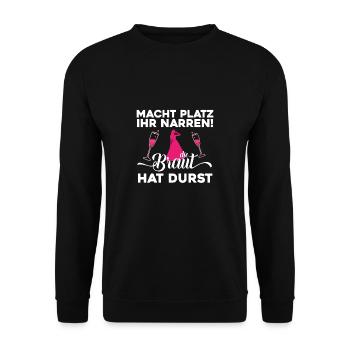 Junggesellinnenabschied Team Braut Geschenk - Unisex Pullover - Schwarz - Vorne - Alina (178cm) & Michal (187cm)