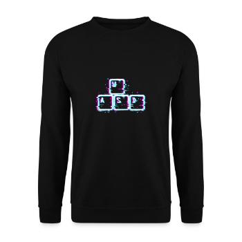 WASD Nerd Tastatur Gamer - Unisex Pullover - Schwarz - Vorne - Alina (178cm) & Michal (187cm)