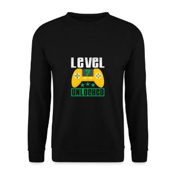 Level 7 reached - Unisex Sweatshirt - black - Front - Alina (178cm) & Michal (187cm)