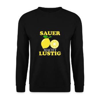 Zitrone sauer macht lustig - Geschenk - Unisex Pullover - Schwarz - Vorne - Alina (178cm) & Michal (187cm)