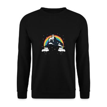 Australian Shepherd Hund Orca Wal Geschenk - Unisex Pullover - Schwarz - Vorne - Alina (178cm) & Michal (187cm)