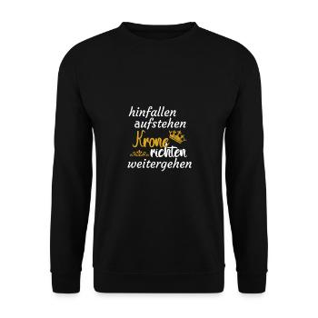 Hinfallen aufstehen krone richten weitergehen - Unisex Pullover - Schwarz - Vorne - Alina (178cm) & Michal (187cm)