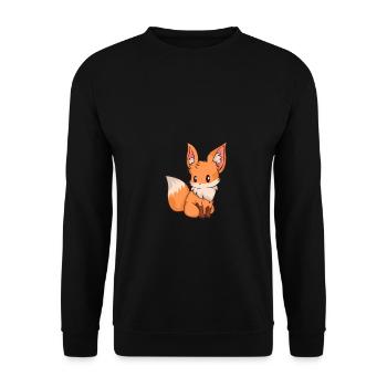 Chibi Comic Fox Dog Kawaii Cute Gift - Unisex Sweatshirt - black - Front - Alina (178cm) & Michal (187cm)