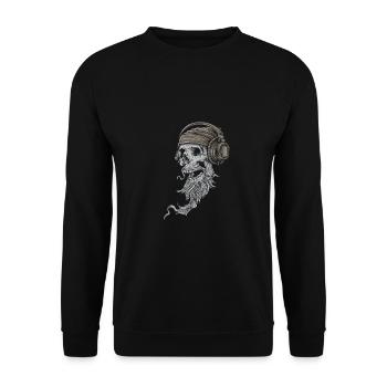Rocker Skull with Headphones - Rockabilly, Skull - Unisex Sweatshirt - black - Front - Alina (178cm) & Michal (187cm)