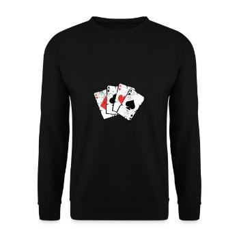 Poker Game Cards Player Bluff Trick Gift - Unisex Sweatshirt - black - Front - Alina (178cm) & Michal (187cm)