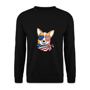 4 juillet Fête de l'indépendance États-Unis Amérique Corgi Dog - Sweat-shirt Unisexe - noir - Devant - Alina (178cm) & Michal (187cm)