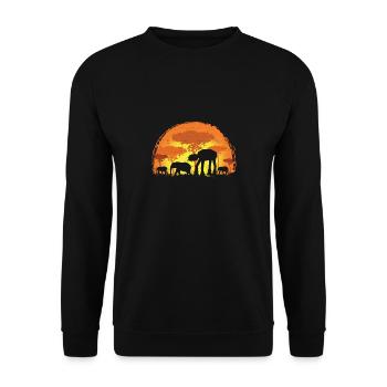 Elefant Elefanten Safari Sonne AT AT Geschenk - Unisex Pullover - Schwarz - Vorne - Alina (178cm) & Michal (187cm)