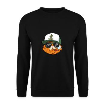 Katze Kitten Weed Kiffen Ganja Cannabis Geschenk - Unisex Pullover - Schwarz - Vorne - Alina (178cm) & Michal (187cm)