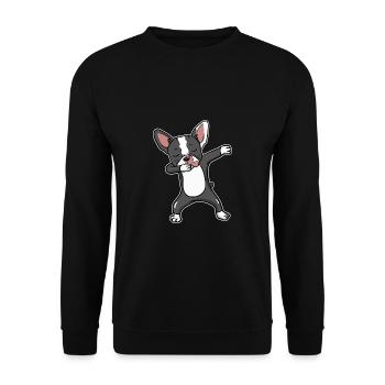 Boston Terrier Dog Dabbing Dance Dancing Gift - Unisex Sweatshirt - black - Front - Alina (178cm) & Michal (187cm)