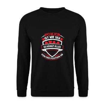 Poker Pokern Pokerspieler Pokerface Geschenk - Unisex Pullover - Schwarz - Vorne - Alina (178cm) & Michal (187cm)