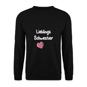 Lieblingsschwester Schwester Geburtstag Geschenk - Unisex Pullover - Schwarz - Vorne - Alina (178cm) & Michal (187cm)