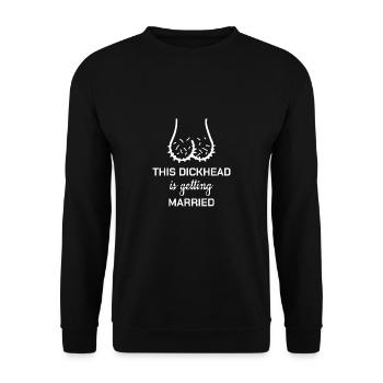Hochzeit JGA Peniskopf Bräutigam Lustiges Geschenk - Unisex Pullover - Schwarz - Vorne - Alina (178cm) & Michal (187cm)