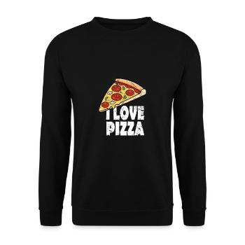 I Love Pizza avec effet grunge - Sweat-shirt Unisexe - noir - Devant - Alina (178cm) & Michal (187cm)