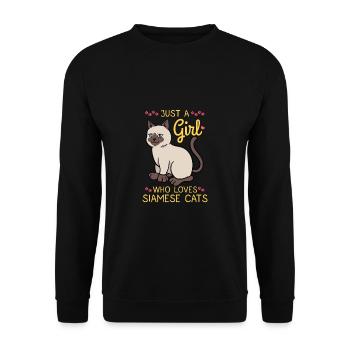 Cadeau d'amour fille chat femme chat siamois - Sweat-shirt Unisexe - noir - Devant - Alina (178cm) & Michal (187cm)
