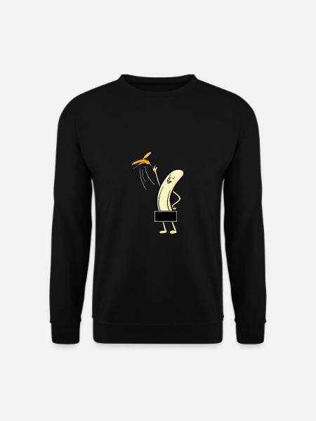 Banane Bananenschale Nackt Comic Lustig Geschenk - Unisex Pullover - Schwarz