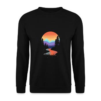 Berge Berg Natur Wandern Bergsteigen Geschenk - Unisex Pullover - Schwarz - Vorne - Alina (178cm) & Michal (187cm)