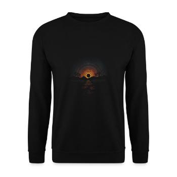 Vinyl record mountains mountains hiking gift - Unisex Sweatshirt - black - Front - Alina (178cm) & Michal (187cm)