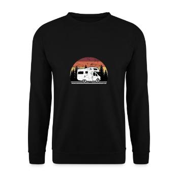 Wohnmobil Camper Vintage Camping - Unisex Pullover - Schwarz - Vorne - Alina (178cm) & Michal (187cm)