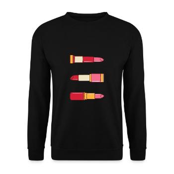 Lippenstift Schminke Schönheit Frau Damen Geschenk - Unisex Pullover - Schwarz - Vorne - Alina (178cm) & Michal (187cm)