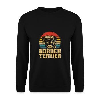 Border Terrier Dog Puppy Retro Funny Gift - Unisex Sweatshirt - black - Front - Alina (178cm) & Michal (187cm)