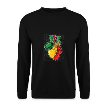 Reggae Rasta Rastafari Musikinstrumente Geschenk - Unisex Pullover - Schwarz - Vorne - Alina (178cm) & Michal (187cm)