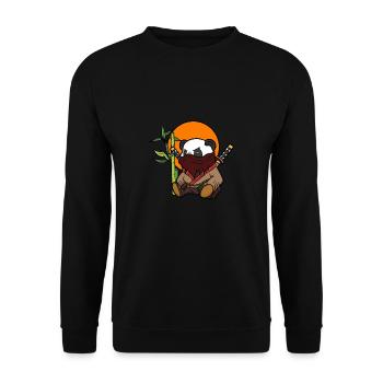 Panda Pandabär Ninja Kung Fu Samurai Tier Geschenk - Unisex Pullover - Schwarz - Vorne - Alina (178cm) & Michal (187cm)