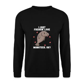 Seekuh Seekühe Meer Lustig Herz Liebe Geschenk - Unisex Pullover - Schwarz - Vorne - Alina (178cm) & Michal (187cm)