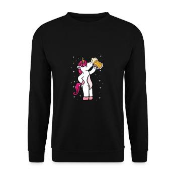 Bier Alkohol Trinken Brauer Einhorn Geschenk - Unisex Pullover - Schwarz - Vorne - Alina (178cm) & Michal (187cm)