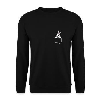 Rabbit Bunnies Dwarf Rabbit Pocket Pocket Gift - Unisex Sweatshirt - black - Front - Alina (178cm) & Michal (187cm)