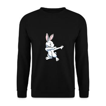 Rabbit Bunnies Dwarf Rabbit Dabbing Dance Gift - Unisex Sweatshirt - black - Front - Alina (178cm) & Michal (187cm)