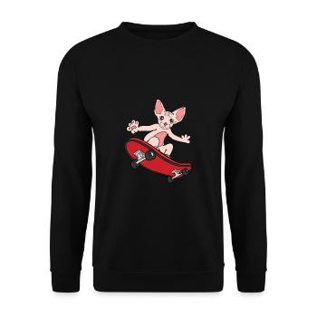 Cadeau de skateboard de chaton de chat Sphynx - Sweat-shirt Unisexe - noir - Devant - Alina (178cm) & Michal (187cm)