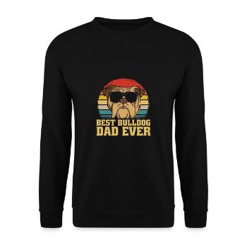 Bulldogge Hund Hunde Vater Dad Papa Retro Geschenk - Unisex Pullover - Schwarz - Vorne - Alina (178cm) & Michal (187cm)