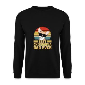 Chihuahua Hund Hunde Vater Dad Papa Retro Geschenk - Unisex Pullover - Schwarz - Vorne - Alina (178cm) & Michal (187cm)