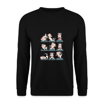Lustige Kuh Kühe Kalb Yoga Gymnastik Geschenk - Unisex Pullover - Schwarz - Vorne - Alina (178cm) & Michal (187cm)