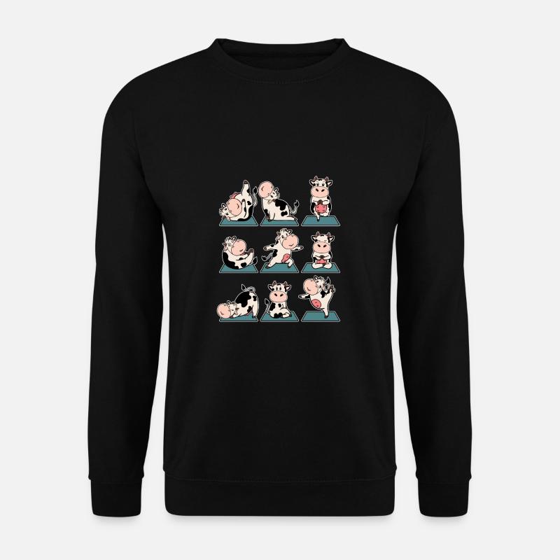 Lustige Kuh Kühe Kalb Yoga Gymnastik Geschenk - Unisex Pullover - Schwarz