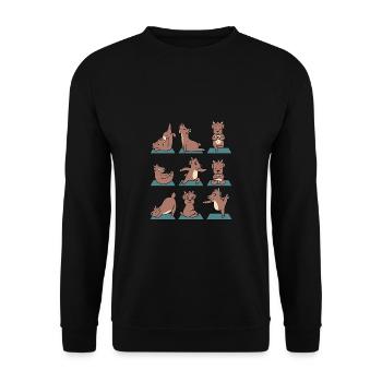 Ziege Ziegen Bauer Welpen Yoga Gymnastik Geschenk - Unisex Pullover - Schwarz - Vorne - Alina (178cm) & Michal (187cm)