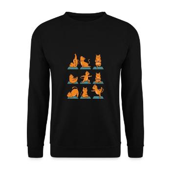 Lustige Katzen Katze Yoga Gymnastik Geschenk - Unisex Pullover - Schwarz - Vorne - Alina (178cm) & Michal (187cm)